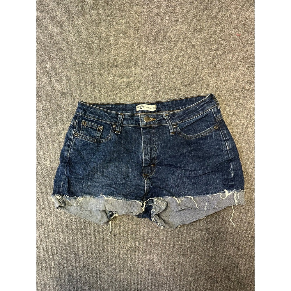 Riders by Lee Shorts Womens Size 6P Blue Denim Raw Hem Straight Leg Stretch